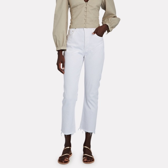 Riley High Rise Straight Crop in Blurred White Jeans size 23 - Picture 10 of 11
